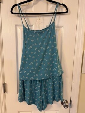 Auden Cloud Knit Pajama Set | Blue Ginkgo Leaf Print | Size Medium